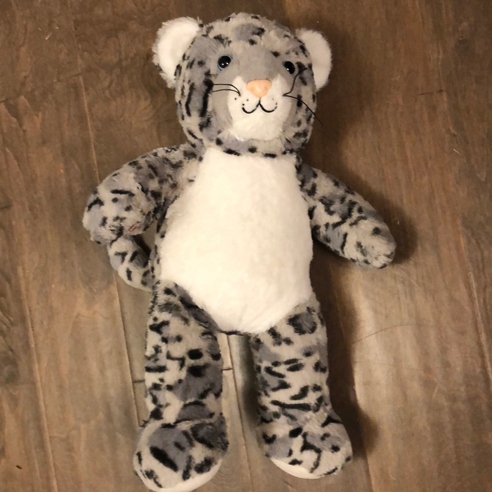 Snow Leopard Build A Bear BABW gray white 16”